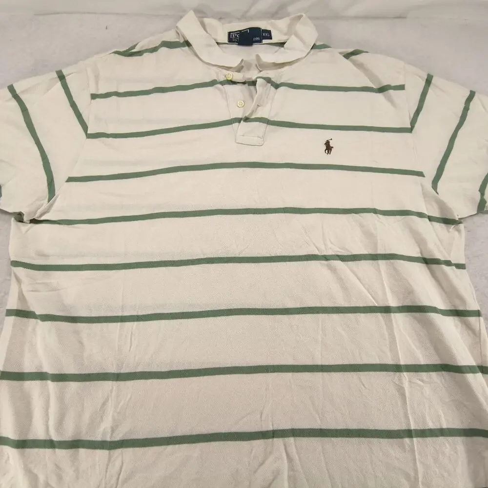 Polo by Ralph Lauren Short Sleeve Collared Polo Shirt Mens Size 2XL White Green